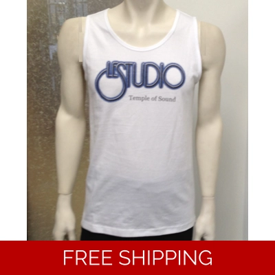 Le Studio Tank Top White Black & Blue Front Logo TOS